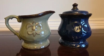 Trading co. Tuscany Colorful Hand Painted Fleur De Lis Cream & Sugar Set - Image 1 of 4