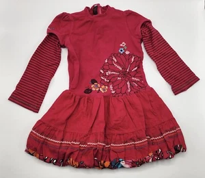 CATIMINI Girls’ Raspberry Cotton Embroidered Dress Size 3 years Pre-owned - Picture 1 of 6