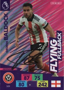 GEORGE BALDOCK SIGNED SHEFFIELD UTD 2020/2021 ADRENALYN XL TRADING CARD+COA - Picture 1 of 1
