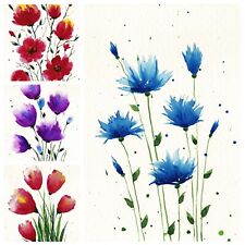 Original Set of 4 Watercolor Floral Cards, Handmade Art, greeting card