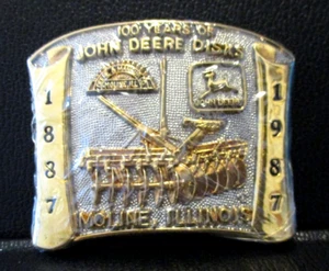 100 Years of John Deere Disks Belt Buckle 1987 Moline Trademark Logo jd Mansur - Picture 1 of 4