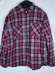 Vintage Big Mac JC Penney Jacket Mens Large Red Plaid Puffer Button Snap Flannel - Picture 1 of 11