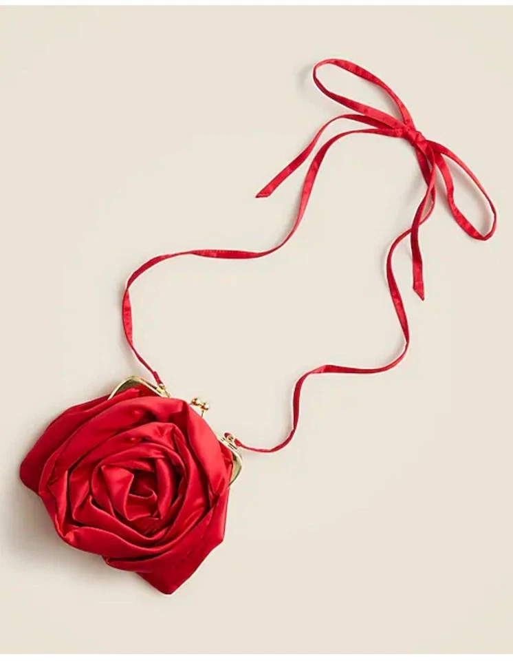 Cartera roja satinada roseta J Crew para niñas nueva con etiquetas San Valentín Foto 1 de 2