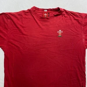 Vintage Wales Soccer T-Shirt Men's XL Red Short Sleeve Welsh Rugby Union - Picture 1 of 14
