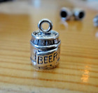 Sterling Silver 3D 8x12mm 2 gram Keg of Beer Keg says Beer Charm hollow bottom