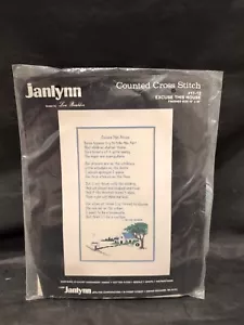 Kit de punto de cruz contado Janlynn Excuse this House 17-12 vintage 1985 nuevo sellado - Imagen 1 de 2