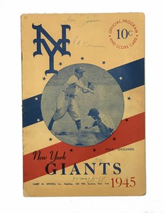 Bill Voiselle / 1945 NEW YORK GIANTS OFFICIAL PROGRAM AND SCORE CARD 1st Edition