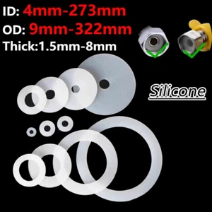 White Silicone Flat Ring Rubber Washer Sealing Gaskets High Temp 1.5 - 8mm Thick - Picture 1 of 93