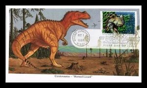 US COVER CERATOSAURUS HORNED LIZARD WORLD OF DINOSAURS FDC ALL OVER MYSTIC - Picture 1 of 2