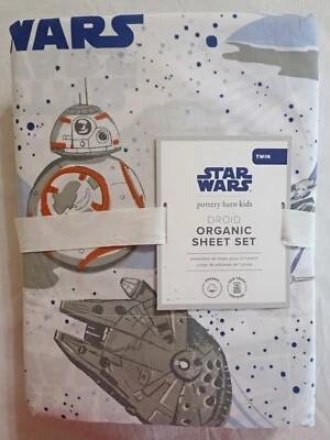 NUEVO CON ETIQUETAS JUEGO DE SÁBANAS POTTERY BARN NIÑOS STAR WARS DROID TWIN 100% ALGODÓN CON FUNDA DE ALMOHADA Foto 1 de 4