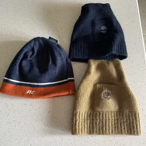 (2) Timberland Beanies, Tan & Black + Reversible AE Beanie Free Shipping - Picture 1 of 6