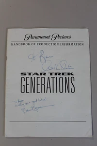SIGNED William Shatner & Brent Spiner Star Trek Generations Handbook production - Picture 1 of 5