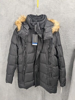 MARC NEW YORK Conway Parka Negra Invierno Acolchado Abrigo Aislante Piel Sintética, Grande Foto 1 de 4