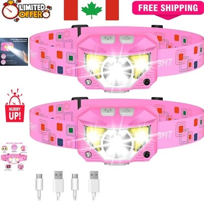 Waterfront Adventure: 1200 Lumen Pink Headlamp with Motion Sensor – 2-Pack - Image 1 of 4