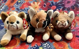 Ty Beanie Babies Lot Of 3 Cats Snip Chip& Pounce Kitten Plush Stuffed Animal Set
