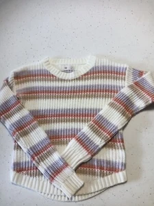 SO Girls Color block Waffle Knit Sweater Striped Long Sleeve  Large - Picture 1 of 5