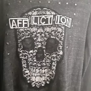 Affliction Black Premium sz S Studded Skull T-Back Top - Picture 1 of 9