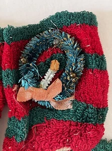 Vintage Christmas Drinking Glass Cozies Bottle Brush Wreaths 1940s RARE 6 - Foto 1 di 8