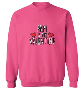 Papi Is My Valentine - Valentine's Day Love Heart Toddler Crewneck Sweater - Picture 1 of 8