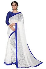 Women's Indian Net Saree with Unstitched Blouse