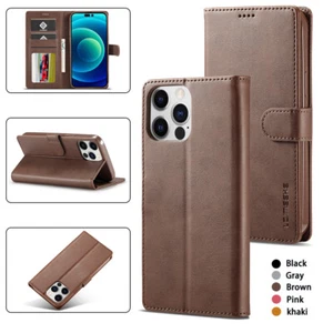Für iPhone 16 Pro Max 15 14 13 12 7 Magnet Leder Ständer Karten Wallet Case - Bild 1 von 54
