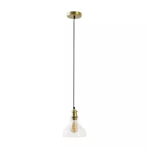 Clear Glass Pendant Antique Brass Ceiling Light Fitting Living Room LED Bulb - Picture 1 of 9
