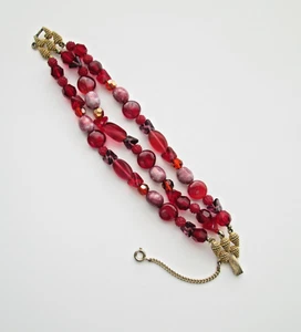 Schiaparelli Signed Three Strand Beaded Bracelet - Picture 1 of 8