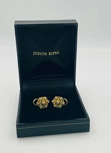 Designer Judith Ripka 18K Yellow Gold & Diamond Earrings Retail $3000 - Picture 1 of 9