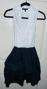 Heart Soul Sommerkleid Rüschen schwarz weiß Mini Cocktail ärmellos L - Bild 1 von 3