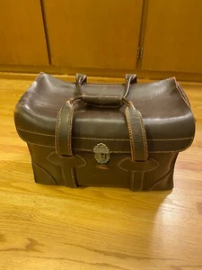 Large Brown Leather Travel Bag Topgrain Cowhide Made in USA 16" x 10" x 10" Vtg - Picture 1 of 24