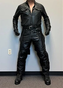 Black Leather Chaps Size Large - Picture 1 of 7