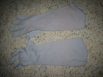 Guantes de vestir de fiesta vintage modernos de mediados de siglo para damas azules polvorientos grises - talla M Foto 1 de 2