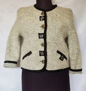 VINTAGE SONNWEND OKTOBERFEST DIRNDL TYROL GRAY WOOL GIRL JACKET-SIZE:US07/EU116 - Picture 1 of 8
