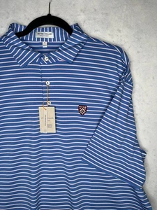 Peter Millar Poloshirt Herren XL blau weiß gestreift Sommer Komfort Golf Stretch - Bild 1 von 15