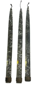 3 Vintage MCM Lucite Clear Silver Flake 11” Taper Candle Set - Picture 1 of 7