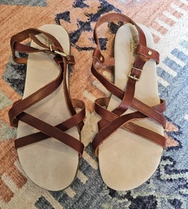GH Bass Sunjuns Margie Women's Size 11 Strappy Sandals Brown Leather Comfort - Picture 1 of 6