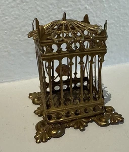 Antigua casa de muñecas miniatura Ormolu jaula grande para pájaros - Imagen 1 de 3