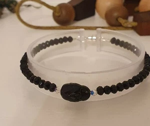Brazalete Swarovski Scarabeum negro espinela plata esterlina 7 - Imagen 1 de 7