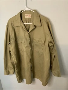 "Camisa Dickies vintage para hombre mediana marrón ropa de trabajo abotonada 52"" 2XL Truckercore" - Imagen 1 de 7