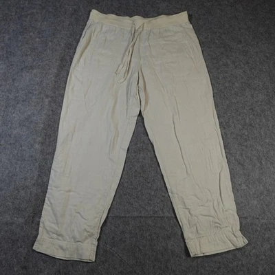 J. Jill Pants Womens Medium Petite Cotton Gauze Pull On Drawstring Beachy Beige - Image 1 of 4