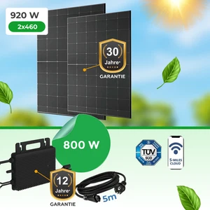 Balkonkraftwerk 920W HMS-800W-2T WIFI Wechselrichter+460W FullBlack modul - Bild 1 von 19