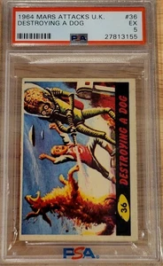 1964 Mars Attacks U.K. #36  Destroying A Dog, PSA 5 EX, POP 2, Rare Set!! - Picture 1 of 2