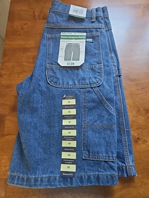 全新带标签 KEY 155.45 Dungaree Carpenter 牛仔短裤 30 码男式  — 第 1/4 张图片