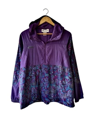 Chaqueta cortavientos vintage Columbia 1/4 cremallera para hombre grande floral años 90’s con capucha Foto 1 de 4