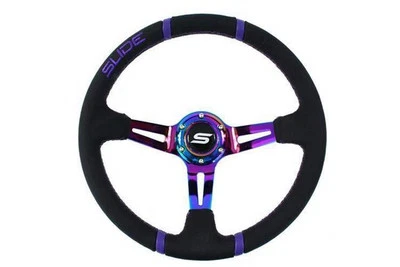 Volante sportivo per DRIFT KJS motorsport 350mm offset:80mm Pelle Cromo - Immagine 1 di 4