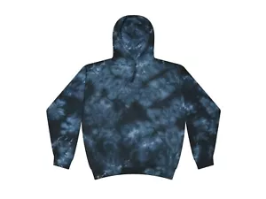 Navy Tie Dye Crystal Hoodie Sweats S-3XL Long Sleeve Pockets Cotton Colortone - Picture 1 of 1