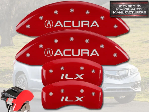 Cubiertas de pinza de disco de freno MGP delanteras + traseras grabadas rojas "Acura ILX" 2016-2020 Foto 1 de 4