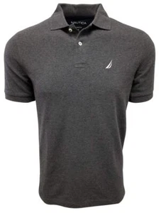 Nautica Mens Short Sleeve Solid Cotton Pique Polo Shirt (Medium, Charcoal Heathe - Picture 1 of 1