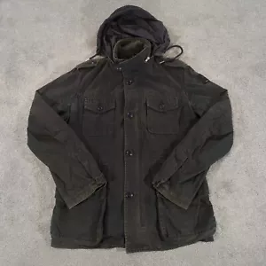 Diesel Jacket Mens Large Grey Military Denim Coat M65 Field Utility Hooded Army - Picture 1 of 13