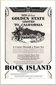 PRINT AD 1929 Rock Island De Luxe Golden State Limited to California 6.75 x 10 - Picture 1 of 3